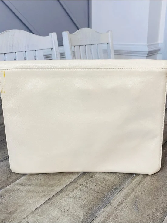 Halston Heritage Leather Envelope Clutch Large Cream Color - Picture 4 of 8